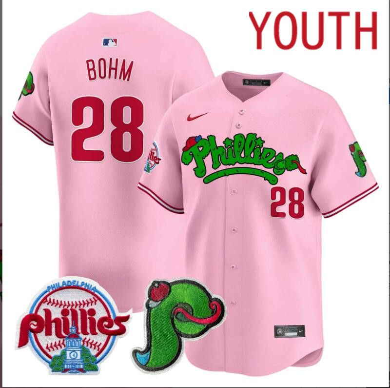 Youth  Philadelphia Phillies #28 Bohm Pink Limited 2024 MLB Nike jersey